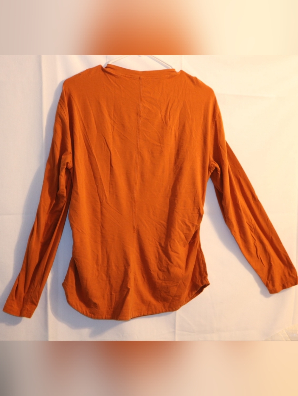 Athleta Foliage Orange Outbound Fitted V-Neck Long Sleeve Top Size Large - Picture 6 of 9